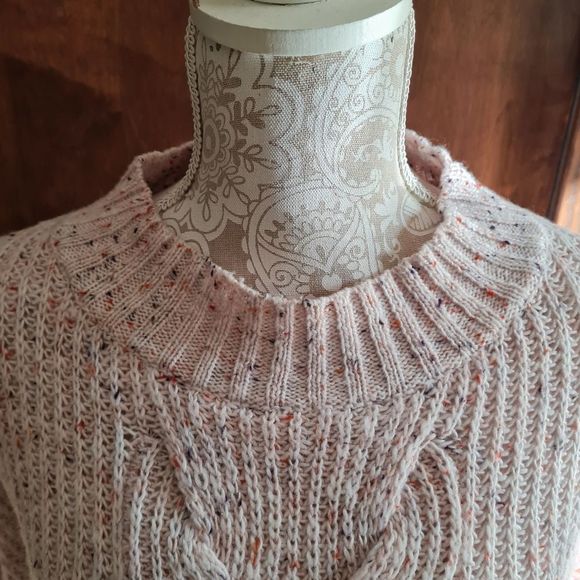 ADY P Chunky Sweater Knitted Braided Longsleeve Crewneck Light Pink Size L - Picture 3 of 14